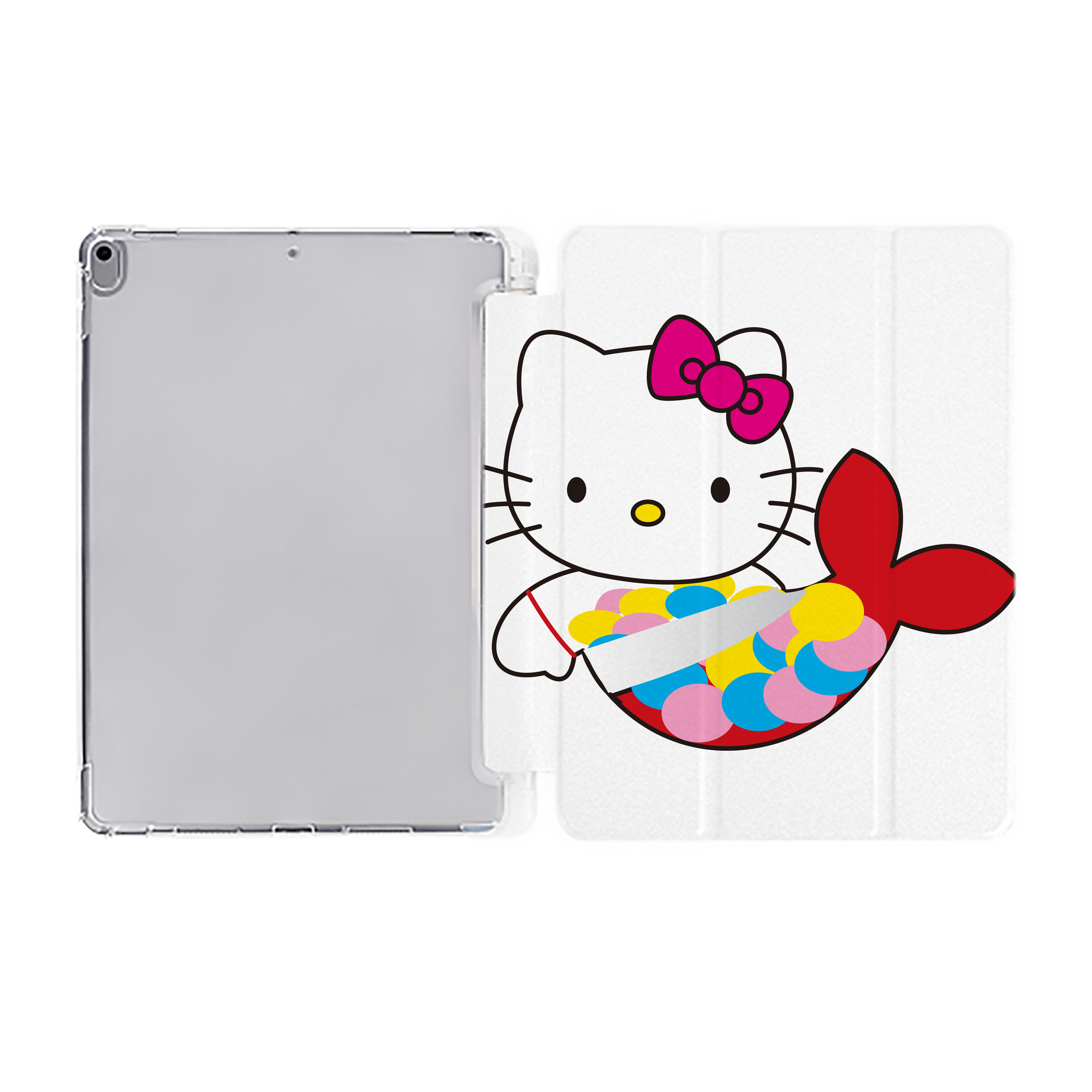 （画像用） Hello Kitty ハローキティ IPad ケース ペン収納付き 三つ折りスタンド PUレザー×シリコン 対応機種9.5/10.5/10.9インチ